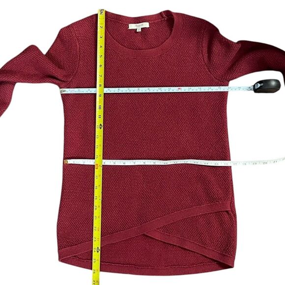Madewell Burgundy Crewneck sweater, XS. Thermal waffle knit Cross front red warm - Picture 10 of 12
